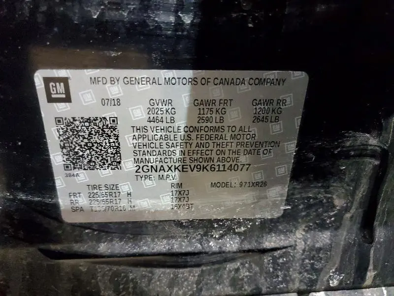 2019 CHEVROLET EQUINOX LT  