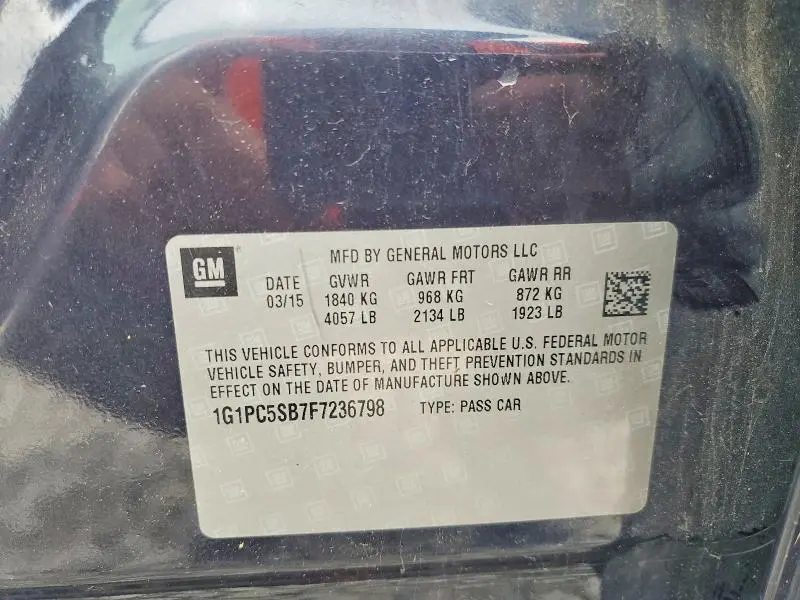 2015 CHEVROLET CRUZE LT  