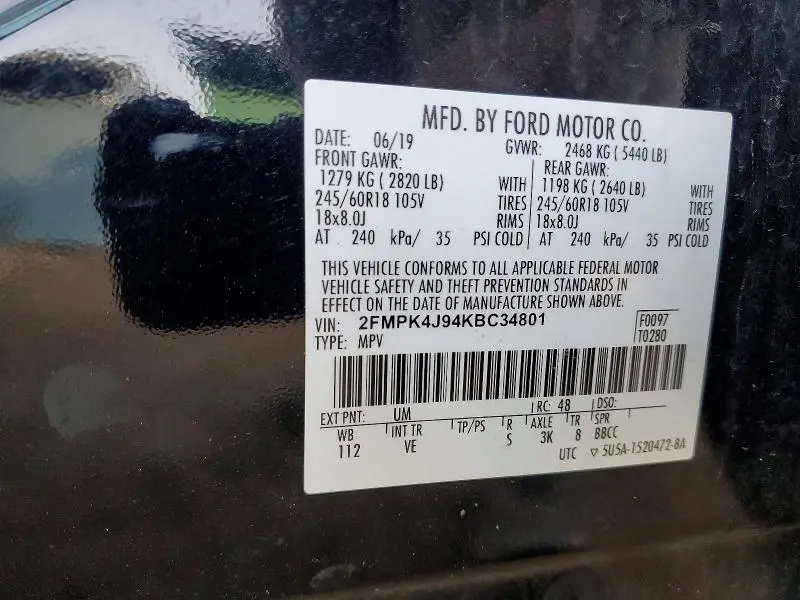 2019 FORD EDGE SEL  