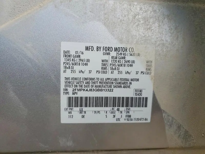 2016 FORD EDGE SEL  