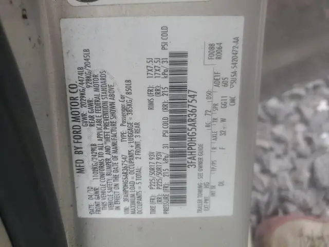 2010 FORD FUSION SE  