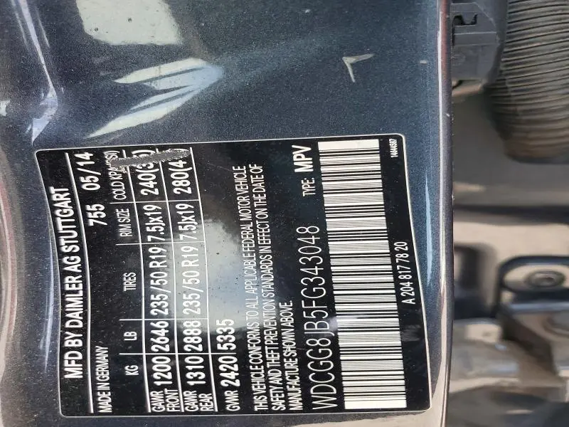 2015 MERCEDES-BENZ GLK 350 4MATIC  