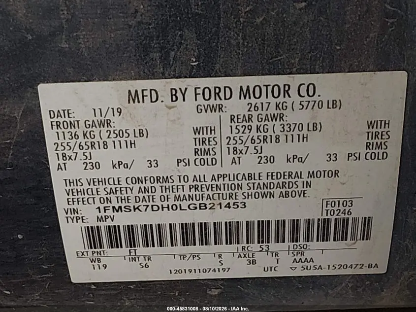 2020 FORD EXPLORER XLT