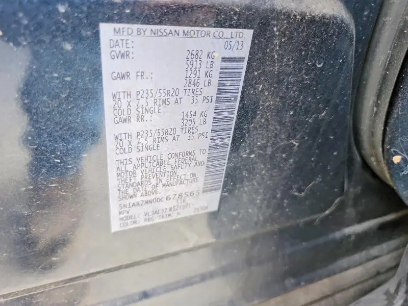 2013 NISSAN PATHFINDER S  