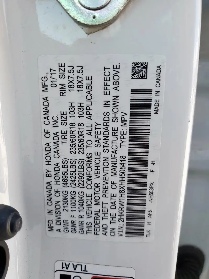 2017 HONDA CR-V EXL  