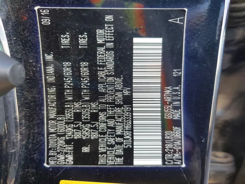 2016 TOYOTA HIGHLANDER XLE  