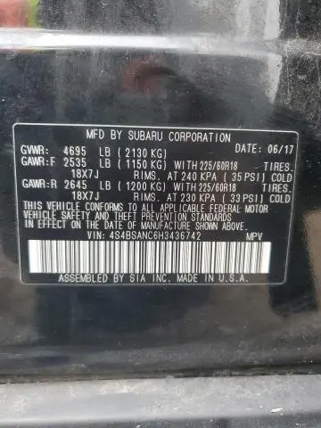 2017 SUBARU OUTBACK 2.5I LIMITED  