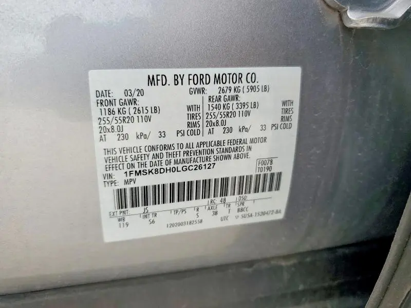 2020 FORD EXPLORER XLT  
