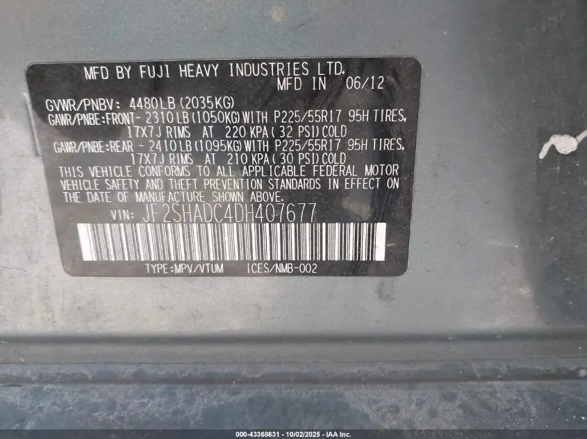 2013 SUBARU FORESTER 2.5X PREMIUM