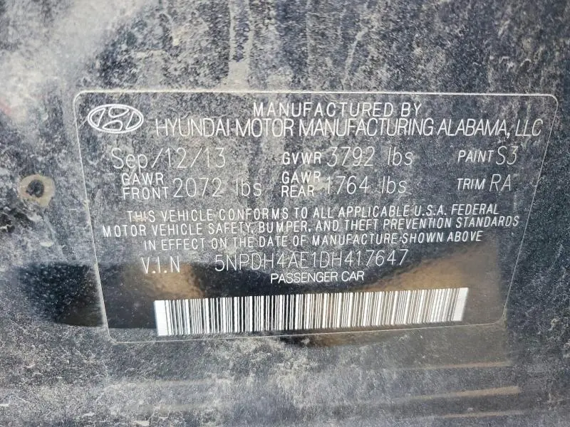 2013 HYUNDAI ELANTRA GLS  