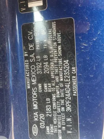 2020 KIA FORTE FE  