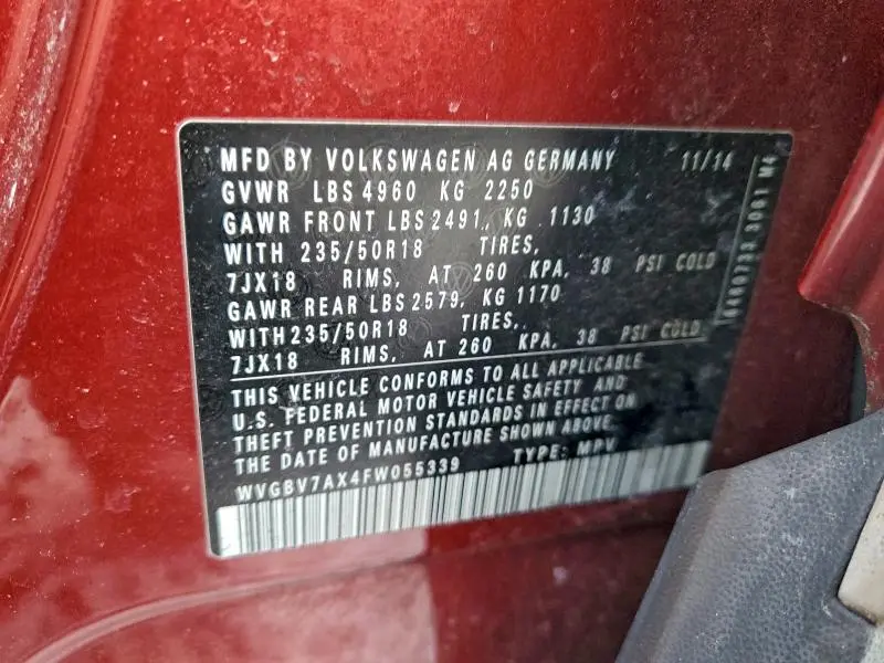 2015 VOLKSWAGEN TIGUAN S  