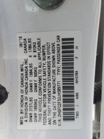 2018 HONDA CIVIC LX  