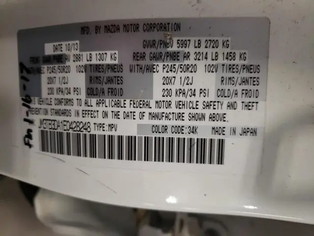 2014 MAZDA CX-9 GRAND TOURING  