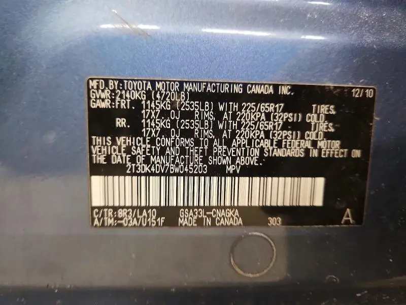 2011 TOYOTA RAV4 LIMITED  