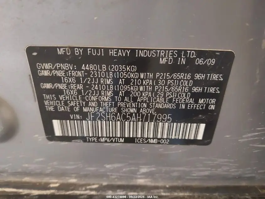 2010 SUBARU FORESTER 2.5X