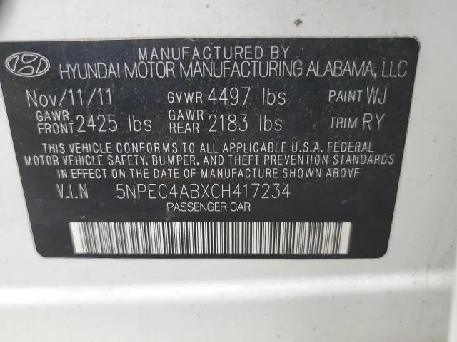 2012 HYUNDAI SONATA SE  