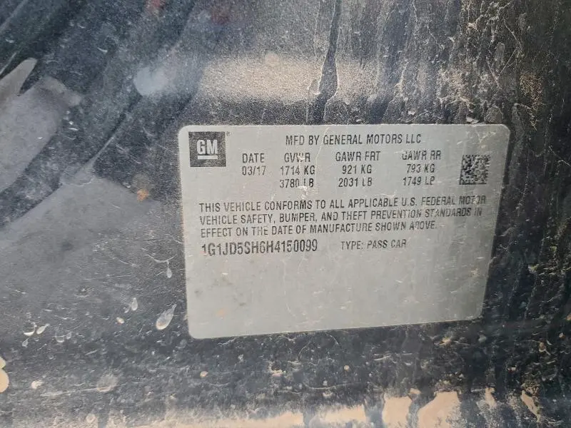 2017 CHEVROLET SONIC LT  