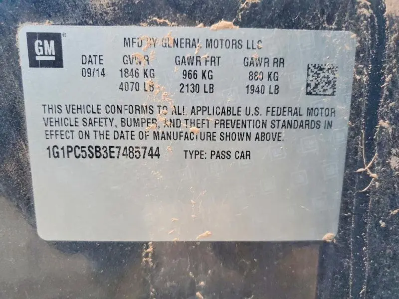 2014 CHEVROLET CRUZE LT  