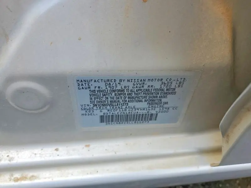 2020 NISSAN VERSA S  