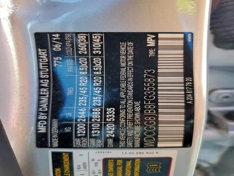 2015 MERCEDES-BENZ GLK 350 4MATIC  