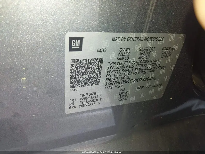 2019 CHEVROLET TAHOE LT