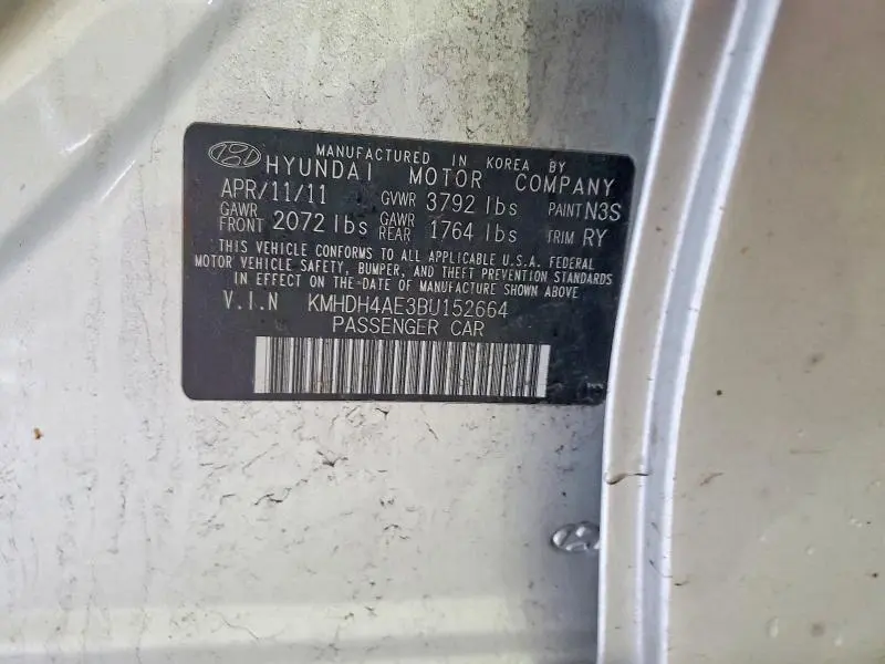 2011 HYUNDAI ELANTRA LIMITED  