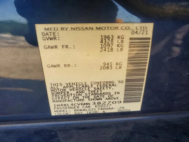 2021 NISSAN ALTIMA SR  