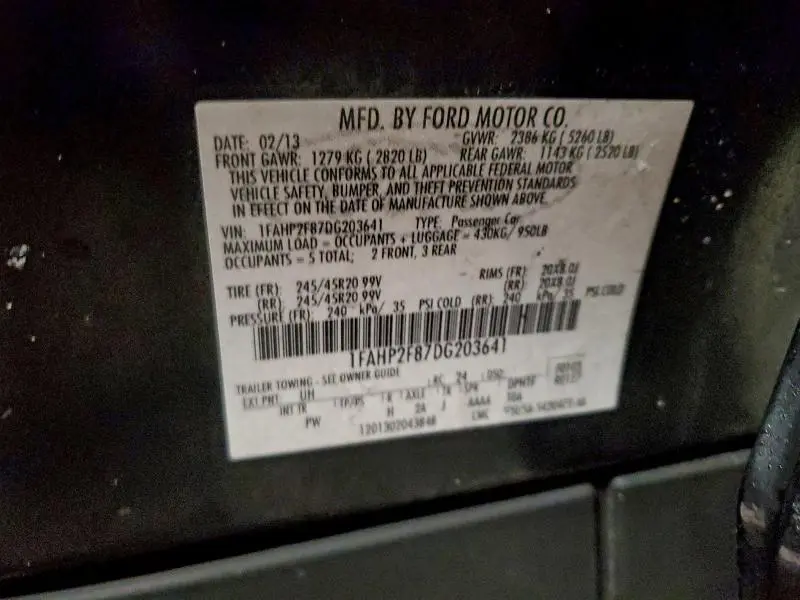 2013 FORD TAURUS LIMITED  