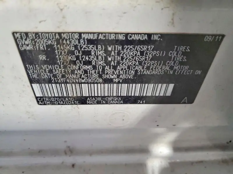 2011 TOYOTA RAV4 LIMITED  