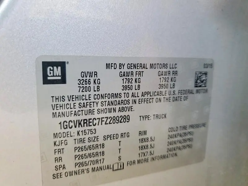 2015 CHEVROLET SILVERADO K1500 LT  