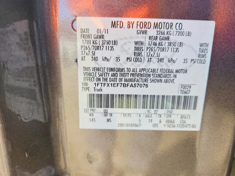 2011 FORD F150 SUPER CAB  