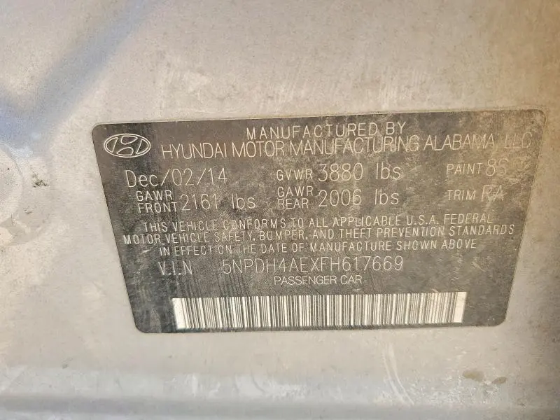 2015 HYUNDAI ELANTRA   