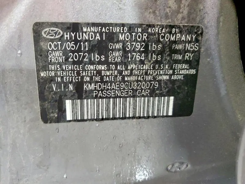 2012 HYUNDAI ELANTRA LIMITED  