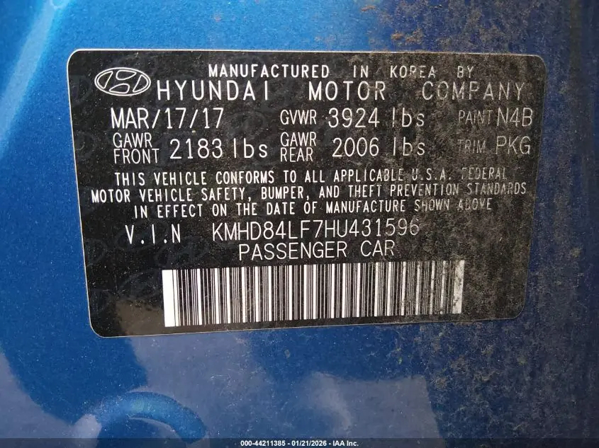 2017 HYUNDAI ELANTRA SE