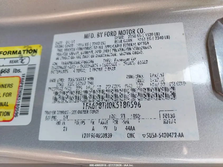 2019 FORD MUSTANG ECOBOOST