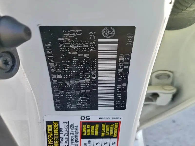 2021 TOYOTA CAMRY LE  