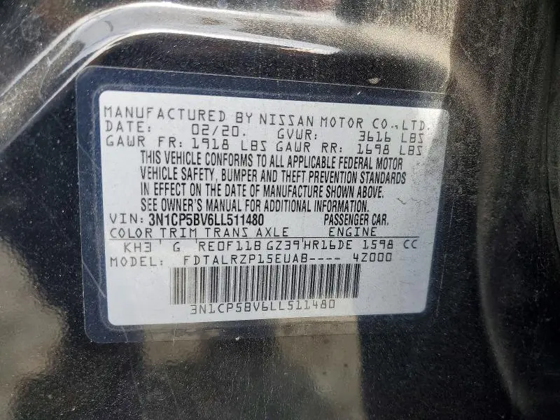 2020 NISSAN KICKS S  