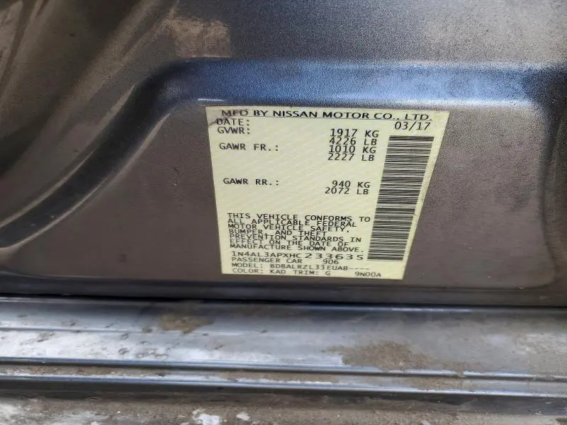 2017 NISSAN ALTIMA 2.5 SL  