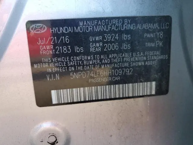 2017 HYUNDAI ELANTRA SE  