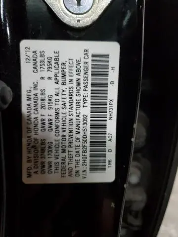 2013 HONDA CIVIC LX  