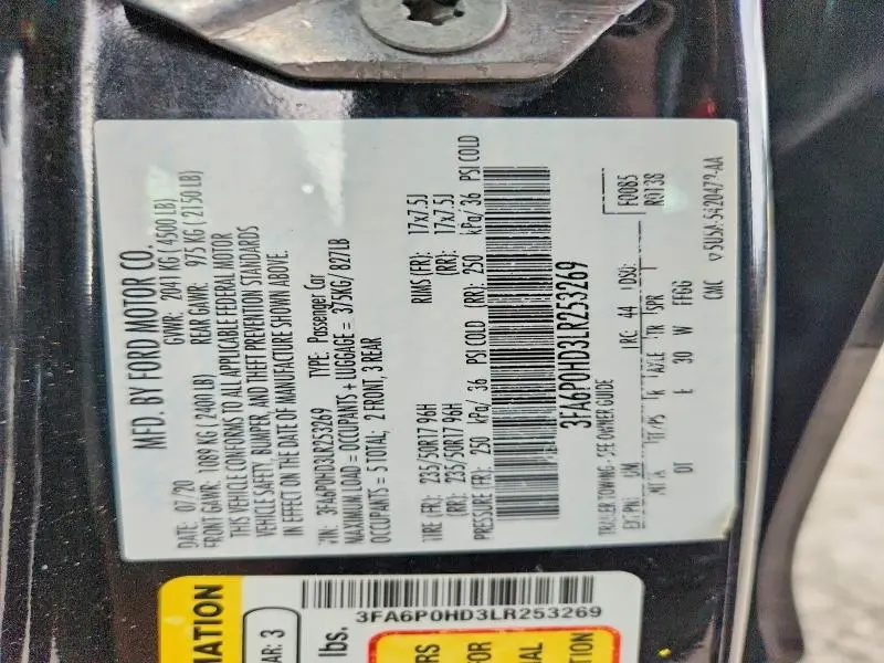 2020 FORD FUSION SE  