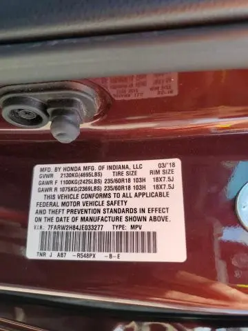 2018 HONDA CR-V EXL  