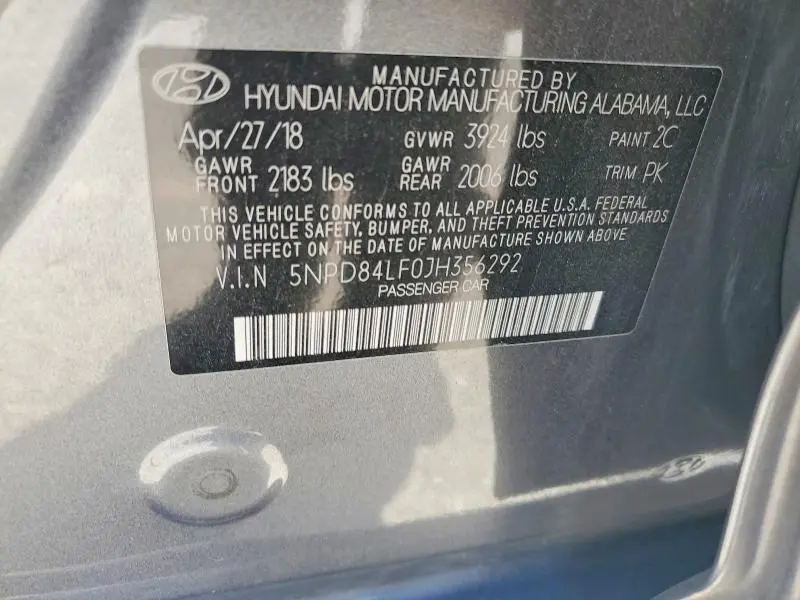 2018 HYUNDAI ELANTRA SEL  