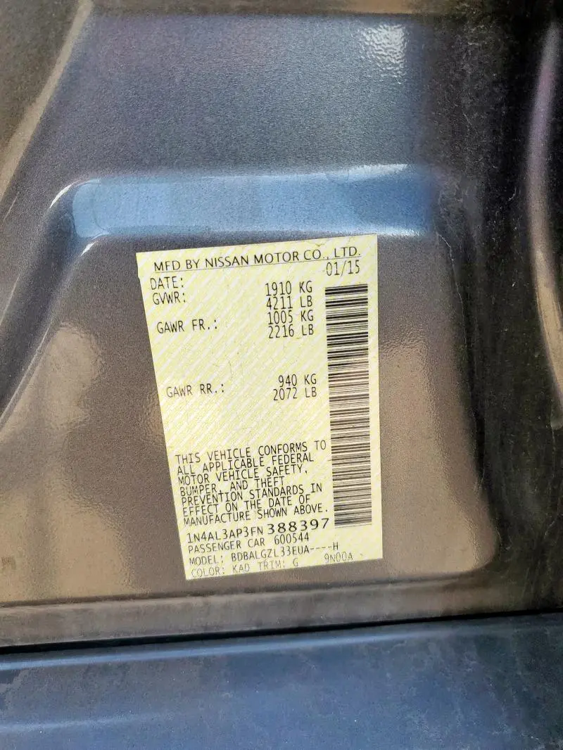 2015 NISSAN ALTIMA 2.5  