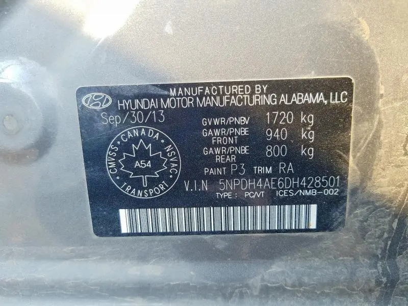 2013 HYUNDAI ELANTRA GL  
