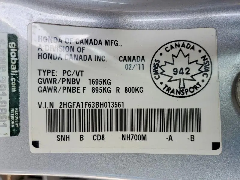 2011 HONDA CIVIC   