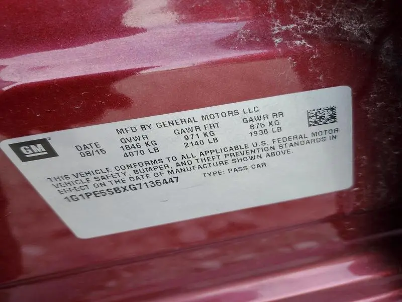 2016 CHEVROLET CRUZE LIMITED LT  