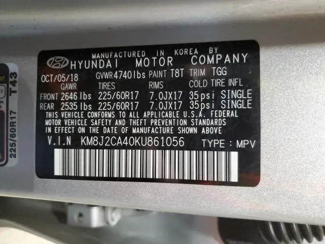 2019 HYUNDAI TUCSON SE  