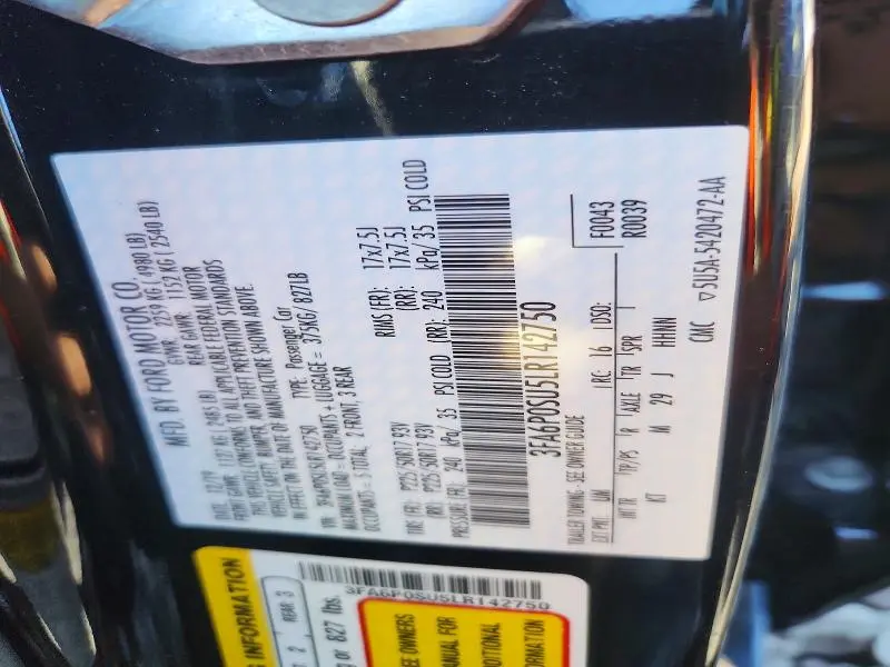 2020 FORD FUSION TITANIUM  